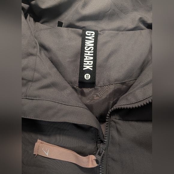 Gymshark Grey Oversized Cropped High Neck Full Zip Canvas Puffer Jacket - Picture 10 of 12